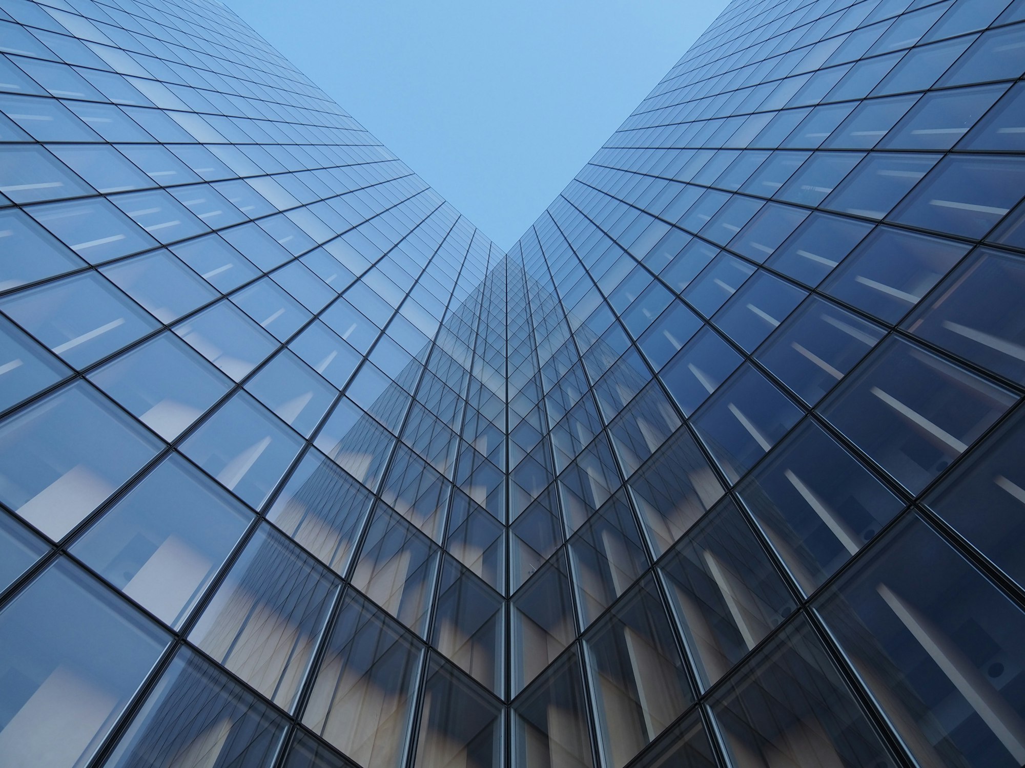 Low angle view of an institutional high-rise building