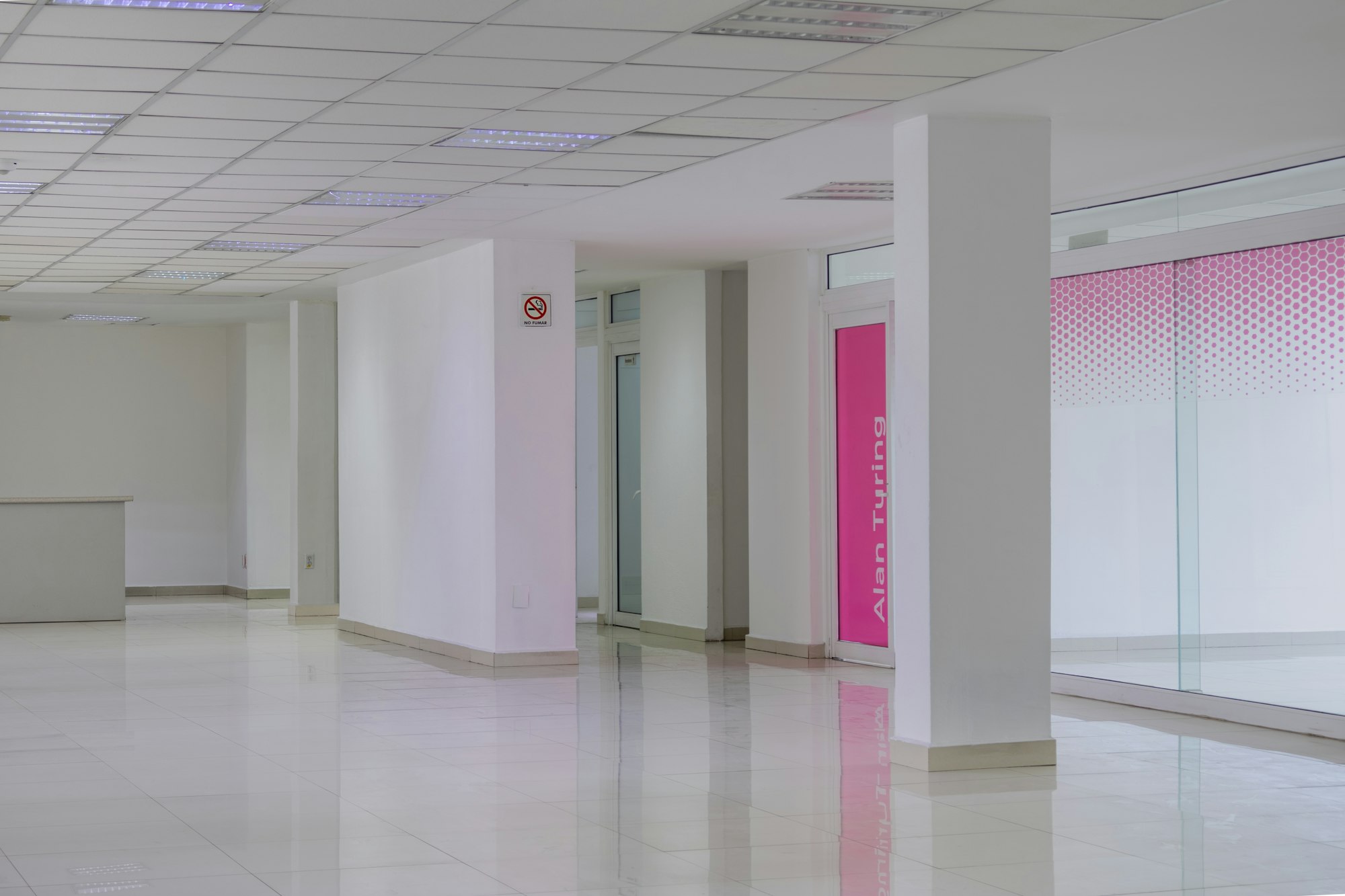 Minimalist modern office interior with clean architectural lines